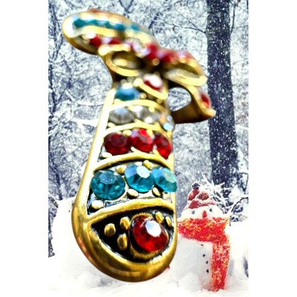 Candy Cane Brooch Pin New Christmas Jewelry Crystal Accents Candyland Ca… - Picture 4 of 13